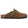 Image de Birkenstock pour femme. 1030814 Sabots en Cuir Boston Soft Footbed (Coupe Régulière) marron (41), Plat, Aucun, Casuel