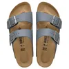 Image de Birkenstock Arizona Basalt Gray Sandales unisexes avec double boucle réglable, semelle anatomique en liège et latex, confort premium pour homme et femme, Gris basalte, 40 EU Stretta