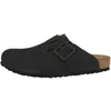 Image de Birkenstock Sabots Boston unisexes en nubuck pour adulte - Semelle souple - Normal, Noir , 41 EU