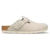 Image de Birkenstock pour femme. 1031662 Sabots Boston (Coupe Étroite) blanc cassé (38), Plat, Cuir, Boucle, Casuel