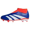 Image de adidas Predator Accuracy League Laceless Football Boots Firm Ground, Chaussures de Football pour Terrain Ferme, Lucid Blue/FTWR White/Solar Red,