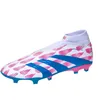 Image de adidas Predator League Baskets sans lacets pour terrain ferme Unisexe EU, blanc/rose, 43 1/3 EU