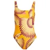 Image de adidas Women's Maillot de Bain 3 Bandes x Farm, Bright Orange/Pulse Lime, 44