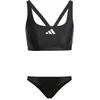 Image de adidas Femme 3 Stripes V-Back Bikini Swimwear, Black/White, 30