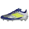 Image de adidas Mixte Enfant F50 League Football Boots Firm Ground, Silver Metallic/Solar Yellow/Lucid Blue, 28 EU