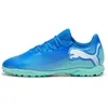 Image de Puma Unisex Youth Future 7 Play TT JR Soccer Shoe, HYPERLINK Blue-Mint-Puma White, 38 EU