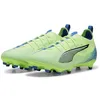 Image de PUMA Unisex Youth Ultra 5 Pro FG/AG JR Soccer Shoe, Fizzy Apple-PUMA White-BLUEMAZING, 38 EU