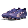 Image de PUMA Cloud Ultra 5 Ultimate Chaussures de football pour terrain ferme pour femme, Violet, blanc, orange, 40.5 EU