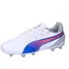 Image de Puma Unisex Youth King Match FG/AG JR Soccer Shoe, Puma White-BLUEMAZING-Flat Light Gray, 37 EU