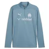 Image de PUMA Haut d’entraînement à 1/4 Zip Olympique de Marseille Homme XL Bold Blue Putty Beige  Sweat de l'Olympique de Marseille pour Hommes