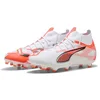 Image de Puma Ultra 5 Match+ FG/AG, Chaussure de Football Unisexe, Puma White-Puma Black-Glowing Red,