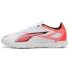 Image de Puma Ultra 5 Play TT, Chaussure de Football Unisexe, Puma White-Puma Black-Glowing Red,
