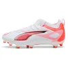 Image de Puma Mixte Enfant Ultra 5 Match FG/AG Jr Flat-Sheets, Puma White Puma Black Glowing Red, 37.5 EU