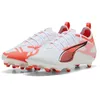 Image de PUMA Ultra 5 Pro FG/AG JR, Chaussure de Football Unisexe, PUMA White-PUMA Black-Glowing Red,