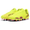 Image de PUMA Future 8 Play FG/AG Wn's, Chaussure de Football Femelle, Yellow Alert-PUMA Black-Sun Struck,