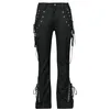 Image de Gothicana by EMP Femme Pantalon Noir avec détails de laçage et chaînes W31L32