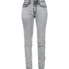 Image de Rock Rebel by EMP Femme Jeans à Rayures claires avec délavage et détails Skull W30L32