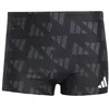Image de adidas Logo Graphic Swim Boxers Slips de Bain, Black/Carbon, 34 Homme