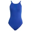 Image de adidas Damen 3-Stripes High Neck 2-Way Straps PEACHSOFT Swimsuit, Semi Lucid Blue, 34