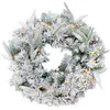 Image de Couronne de sapin LED avec neige et baies, lumière blanc chaud, 61 cm avec 35 LED, couronne de Noël à piles, avec minuterie, couronne de table, couronne de porte, couronne décorative pour Noël