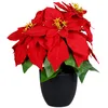 Image de Spetebo Étoile de Noël artificielle dans un pot noir - 30 cm - Fleur artificielle Poinsettia en reproduction fidèle à la nature - Plante décorative Christblume, fleur de soie, plante artificielle