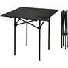 Image de Table de camping pliante noire avec sac de transport - 70 x 69 cm - Table de jardin universelle avec plateau enroulable - Table d'extérieur multi-usages - Table de voyage - Table de pique-nique -