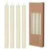 Image de Lot de 8 bougies de table cannelées en cire véritable - Crème - Hauteur : 25 cm - Pour l'Avent, Noël, la Saint-Nicolas, un mariage, un anniversaire