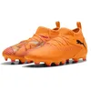 Image de PUMA Chaussures de Football Future 8 Match FG/AG Enfant et Adolescent 32, Heat Fire Black Ravish Orange Pink
