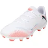 Image de Puma Future 8 Play FG/AG Chaussures de Football Unisexes, Puma Puma Blanche, Noire, Rouge éclatante, 40.5 EU