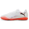 Image de Puma Future 8 Play TT Chaussures de Football Unisexes, Blanc/Noir/Rouge Brillant, Pointure 41, Puma Puma Blanche, Noire, Rouge éclatante, 42 EU