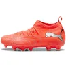 Image de PUMA Future 9 Match FG/AG Jr Chaussures de Football Unisexes pour Enfant Rouge/Blanc/Noir/argenté Pointure 34, Rouge Brillant Puma Blanc Puma Noir Puma Argent, 34 EU
