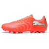 Image de PUMA Future 9 Play MG Chaussures de Football Unisexes Rouge Brillant Blanc/Noir/argenté Pointure 41, Glowing Red PUMA White PUMA Black PUMA Silver, 41 EU