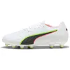 Image de PUMA King 20 Match FG/AG JR Chaussures de Football, Blanc/Rouge et Jaune Alerte, 45 EU, Puma Alerte Blanche, Rouge, Jaune, 30 EU