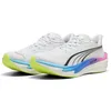 Image de PUMA Chaussures de course Division Nitro 4 312123 pour homme, 26 couleurs printemps/été : PUMA White/Poison Pink/Ultra Blue (10), 9.5 US