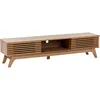 Image de Meuble TV Moderne en Panneau de Particules de Bois 180 x 40 cm Étagères Coulissante Marron Toledo