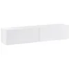 Image de Meuble TV Mural Minimaliste Etagère de Rangement Multimédia 140 cm en Panneau Particules de Bois Blanc Gladstone