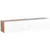 Image de Meuble TV Mural Minimaliste Etagère de Rangement Multimédia 140 cm en Panneau Particules de Bois Blanc et Marron Gladstone
