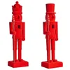 Image de Beliani Lot de 2 Figurines Casse-Noisettes en Synthétique Décoration de Noël Rouge Flatey