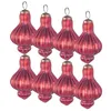 Image de Lot de 8 Boules à Suspendre au Sapin de Noël Effet Vieilli Vintage Fait Main en Verre Rouge Brillant