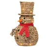 Image de Beliani Décoration LED en Forme de Bonhomme de Neige en Fer et Rotin 50 Ampoules Naturelle Olafsvik