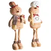 Image de Beliani Lot de 2 Décorations de Noël en Tissu en Forme de Bonhomme en Pain d'Épices sur Pied Marron Eikeren