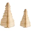 Image de Beliani Ensemble de 2 Figurines de Sapin en Papier Alvéolé Origami Décoration de Noël Beige Skjoma