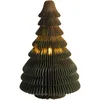 Image de Beliani Décoration de Noel en Papier Alvéolé Accessoire LED en Forme de Sapin Origami Effet 3D Vert Andan