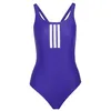 Image de adidas Femme 3 Stripes V-Back Swimsuit Swimwear, Collegiate Purple/White, 48