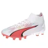 Image de Puma Chaussures de Football Ultra Pro FG/AG pour Homme, Puma White Puma Black Fire Orchid, 44.5 EU