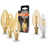 Image de Ampoule bougie LED OSRAM Vintage 1906, E14 filament 4W 824 or
