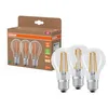 Image de Osram Lampes LED haute efficacité avec classe énergétique A, pack avantage de 3 lampes, remplace les ampoules 60W classiques, forme de poire, blanc chaud (2700K), E27, verre filament