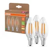 Image de Osram Lampes LED haute efficacité avec classe énergétique A, pack avantage de 3 lampes, remplace les ampoules 40W classiques, forme de bougie, blanc chaud (2700K), E14, verre filament