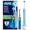 Image de Oral-B Brosses à Dents Électriques Rechargeables Pack Famille avec 2 Manches, 1 Manche Pro 700 CrossAction, 1 Manche Stages Power pour Enfants