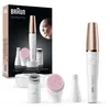 Image de Braun Epilateur Visage Pour Femme FaceSpa Pro SE921 Blanc-Bronze, Epilation Tout-en-Un, Démaquillage Avec Une Brosse Nettoyante Pour Les Peaux Sensibles Et Tête Raffermissante, Portable